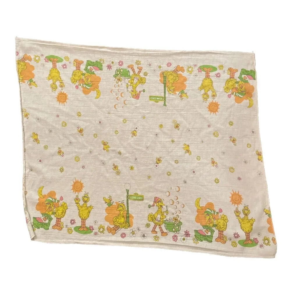 Sesame Street Big Bird Vintage Baby Toddler Receiving Crib Blanket 31x26 in